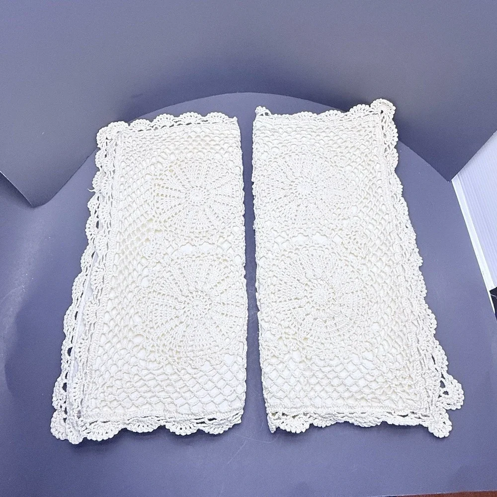Pair Cotton Crochet Lace Lined Pillow Shams 15